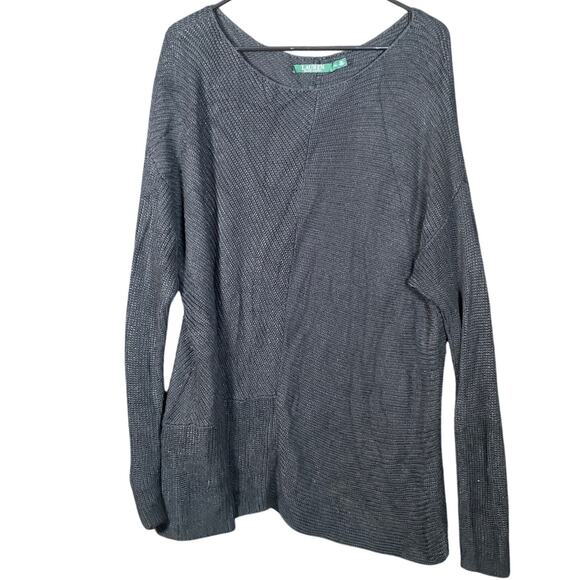 Lauren Ralph Womens Sweater Black Crew Neck Long Sleeve Cotton Knit XLarge - Picture 1 of 11